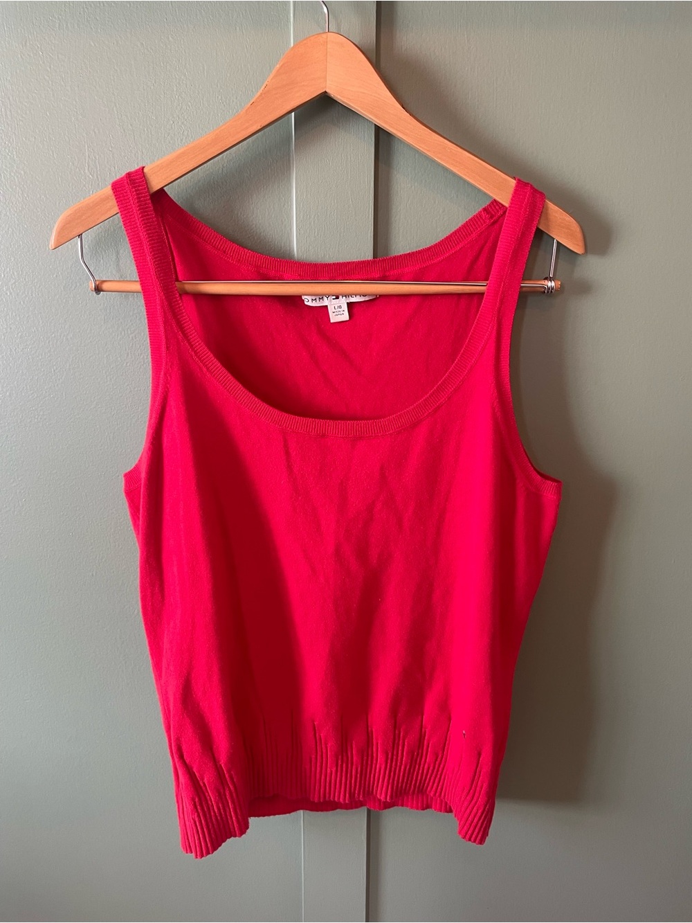 Tommy Hilfiger Bright Red Ribbed Hem Tank Top